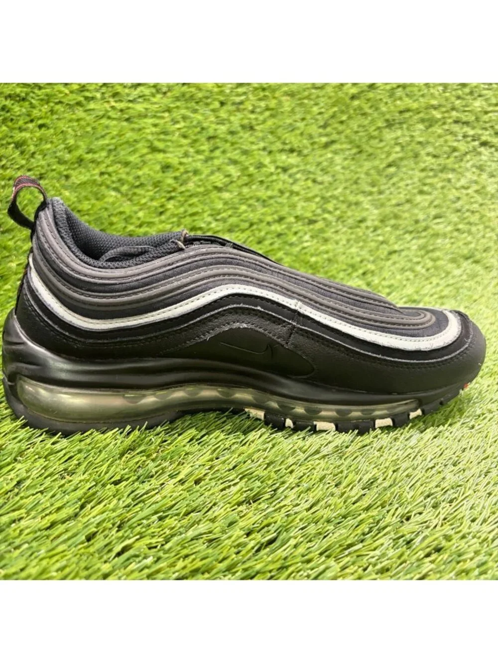 Nike Air Max 97 Boys Size 7Y Black Red Athletic Running Walking Shoes Sneakers